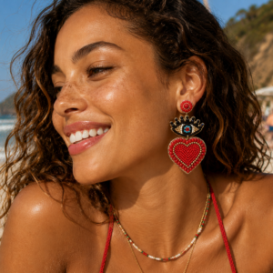 Red Heart Eye Earrings