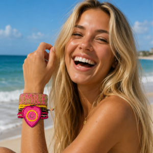 Pink And Gold Smiley Face Bracelets