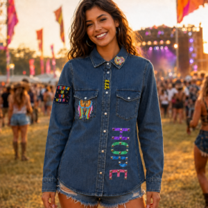 Upcycled Denim Jacket -Visualise And Believe - Image 2